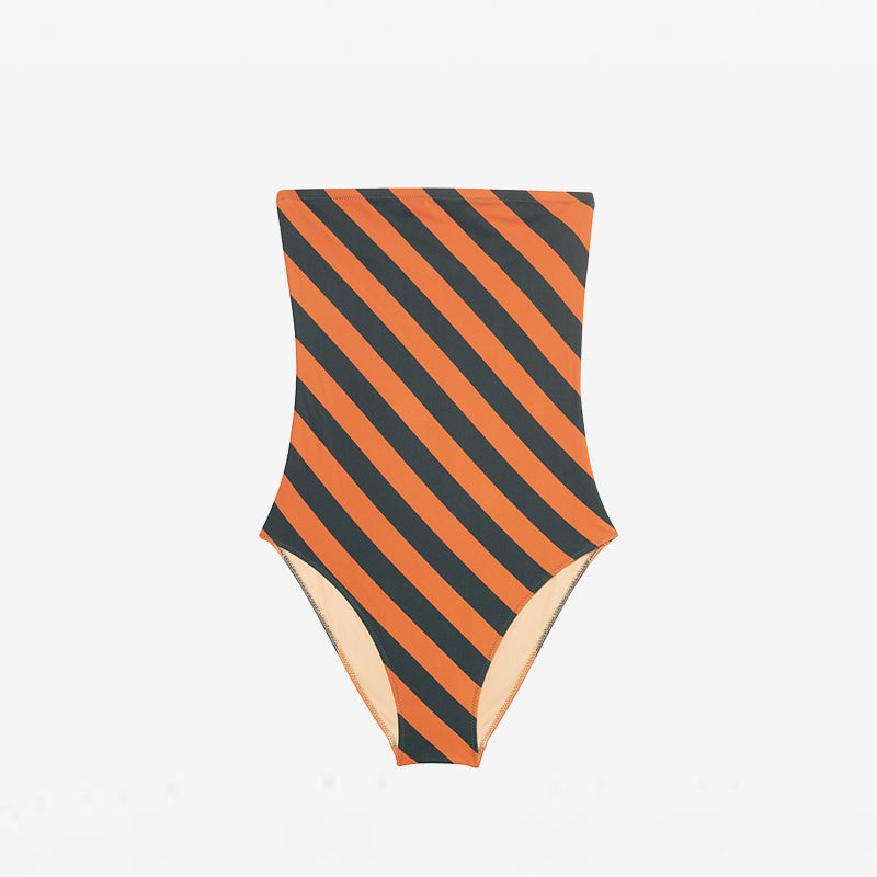 ISSIMO x Lido Strapeless One piece green and orange striped
