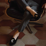 ISSIMO X Allagiulia Artisanal Black Velvet Loafers with Embroidery