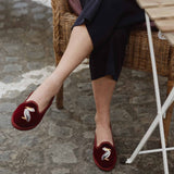 ISSIMO X Allagiulia Artisanal Burgundy Velvet Embroidery Loafers