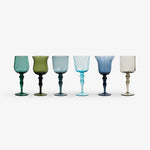 Bitossi Home Set of 6 Glasses Assorted Shapes Texture Nuances Blue Green - White Wine