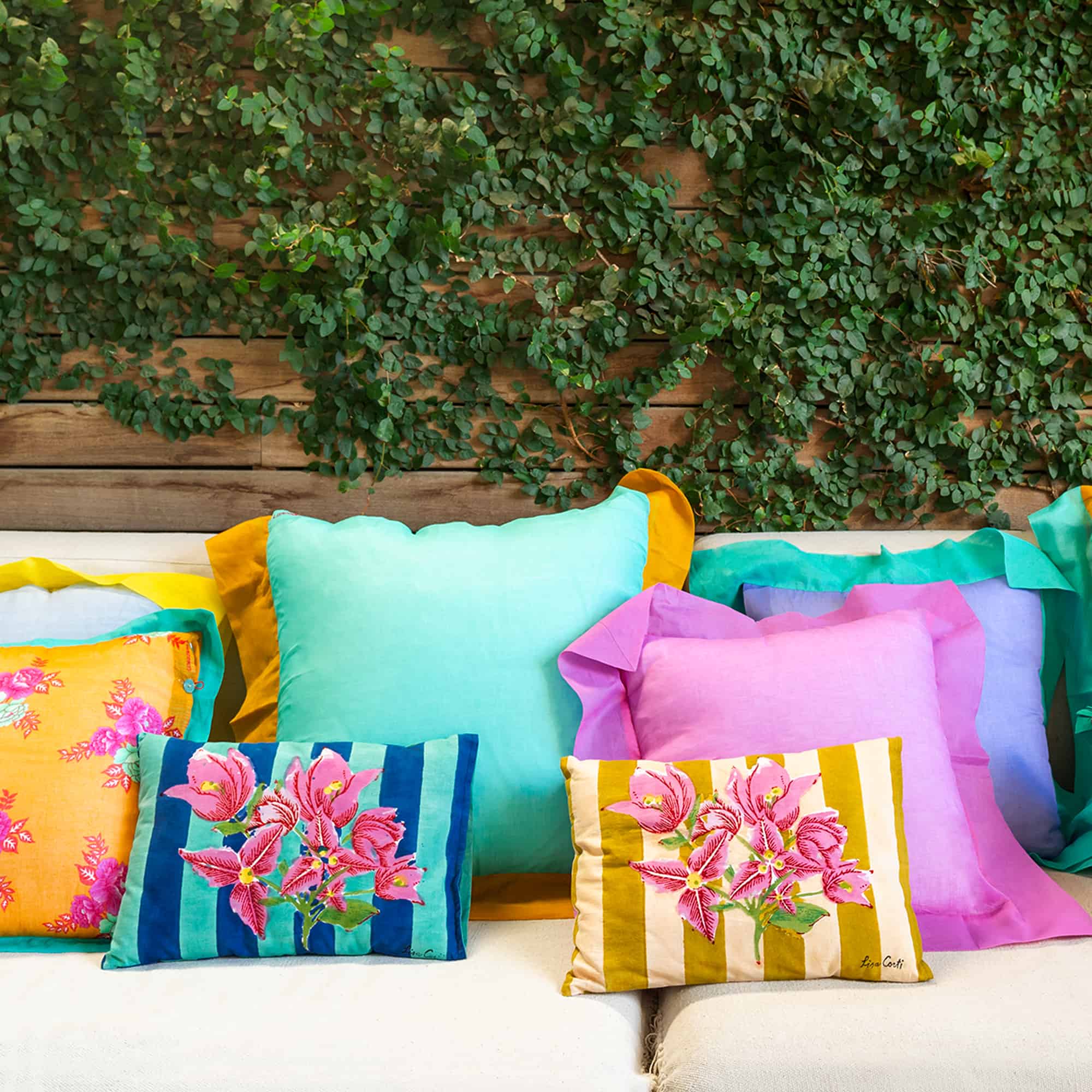 ISSIMO X Lisa Corti Bougainvillea Stripes Baby Pillow