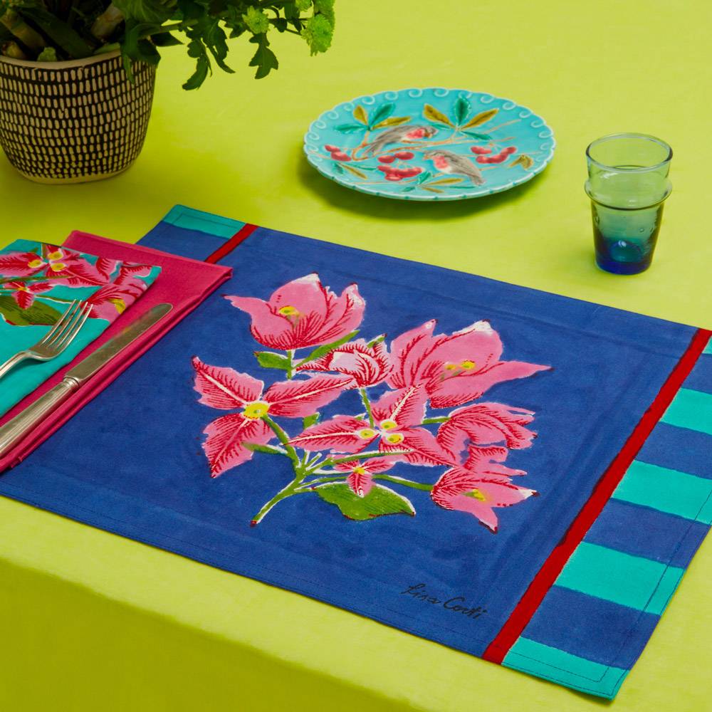 ISSIMO X Lisa Corti Bougainvillea Cotton Stripes Placemat
