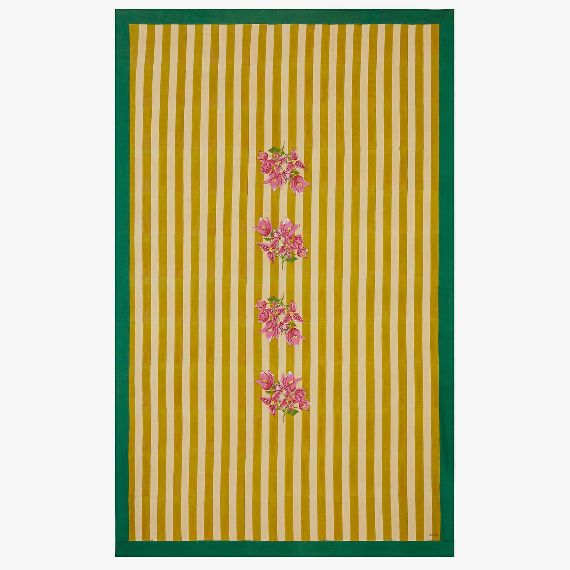 ISSIMO X Lisa Corti Bougainvillea Mustard Stripes Tablecloth