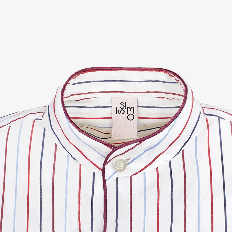 ISSIMO X Schostal Unisex Nightshirt - White & Multicoloured Stripes