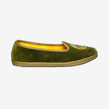 ISSIMO x Allagiulia Green Velvet Loafers with Embroidery