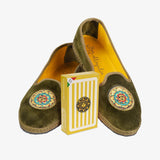 ISSIMO x Allagiulia Green Velvet Loafers with Embroidery
