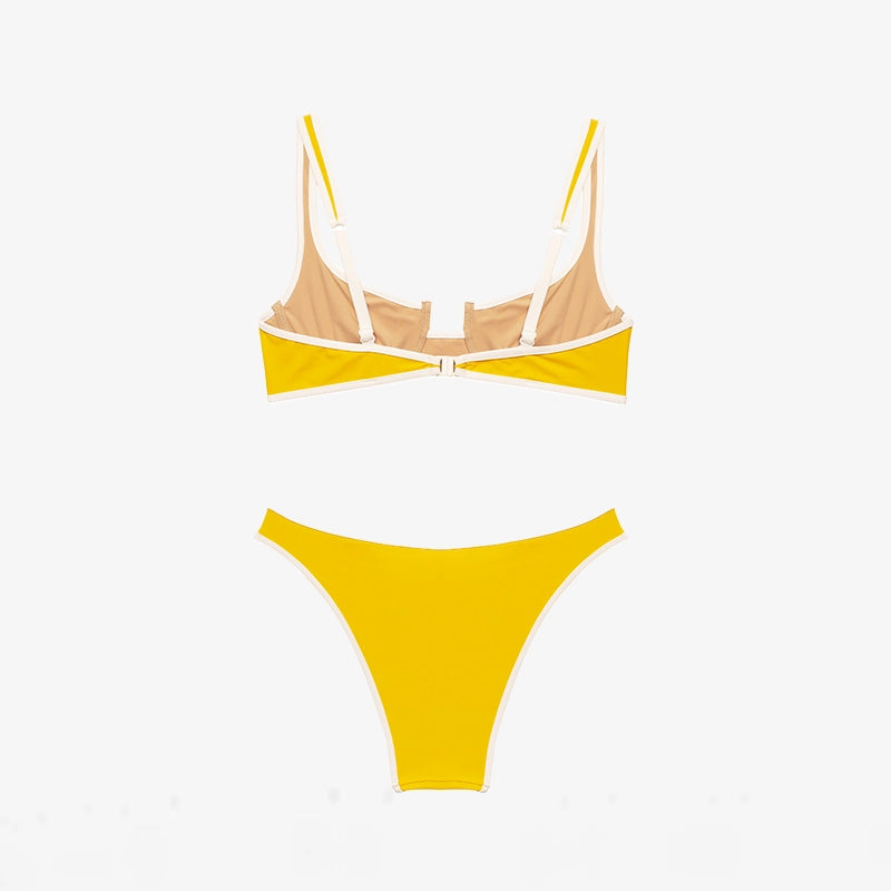 ISSIMO x Lido Cinquantasei Two Piece Swimsuit Yellow and White