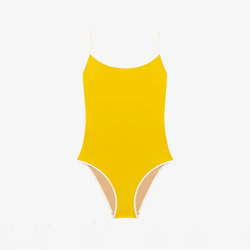 ISSIMO x Lido Cinquantasei Two Piece Swimsuit Yellow and White