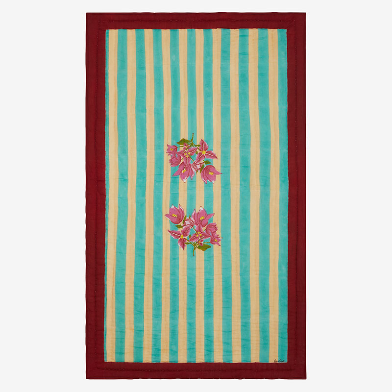 ISSIMO X Lisa Corti Bougainvillea White Veronese Stripes Junior Quilt