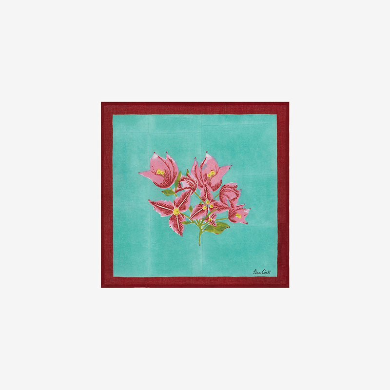 ISSIMO X Lisa Corti Bougainvillea White Veronese Stripes Napkin
