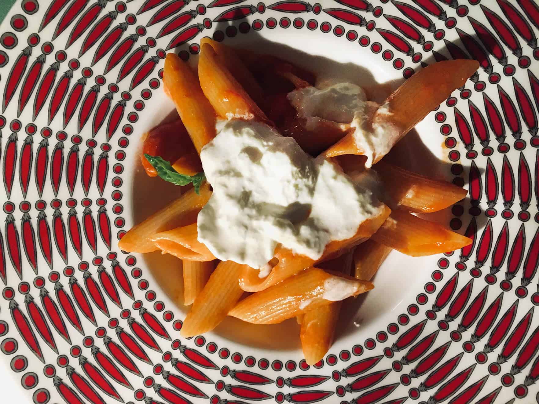 Mezzatorre's Pennoni con Pomodori e Burrata