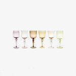 Bitossi Home Set of 6 Goblets adorned stems Mixed Shapes - Amber Pink