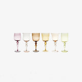 Bitossi Home Set of 6 Goblets adorned stems Mixed Shapes - Amber Pink