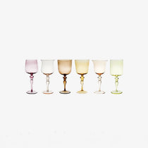 Bitossi Home Set of 6 Goblets adorned stems Mixed Shapes - Amber Pink