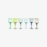 Bitossi Home Set of 6 Goblets adorned stems Mixed Shapes -  Blue Green