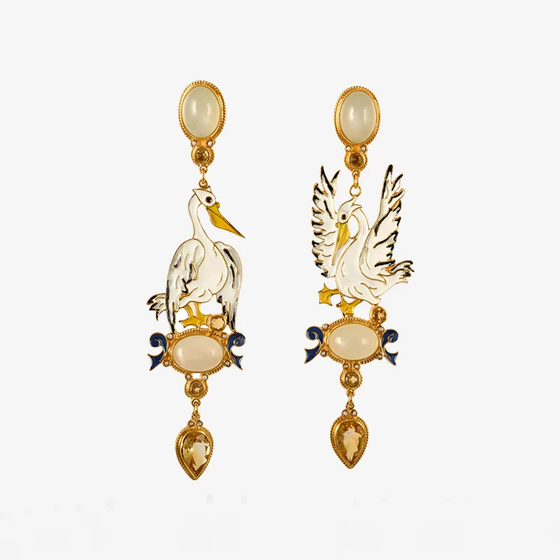 ISSIMO X Percossi Papi White Pellicano Earrings - Made to order