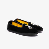 ISSIMO X Allagiulia Artisanal Black Velvet Loafers with Embroidery