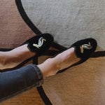 ISSIMO X Allagiulia Artisanal Black Velvet Loafers with Embroidery