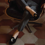 ISSIMO X Allagiulia Artisanal Black Velvet Loafers with Embroidery