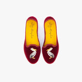 ISSIMO X Allagiulia Artisanal Burgundy Velvet Embroidery Loafers