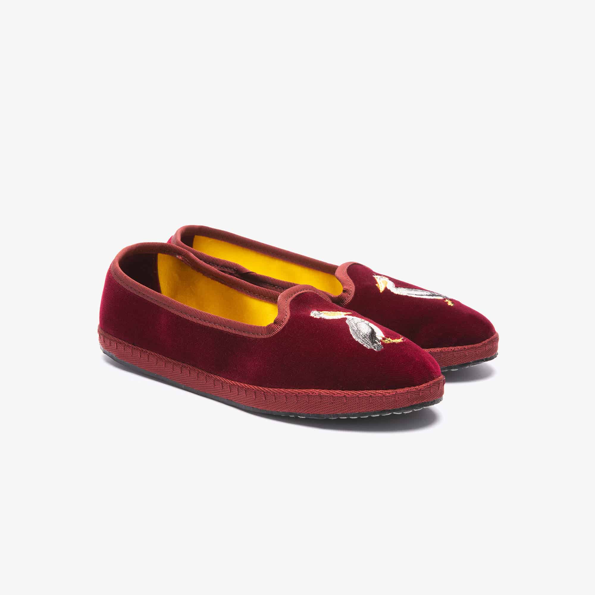 ISSIMO X Allagiulia Artisanal Burgundy Velvet Embroidery Loafers