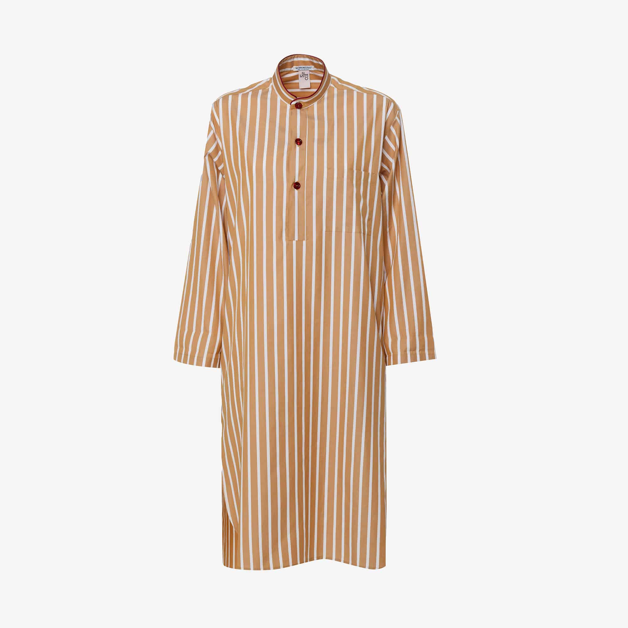 ISSIMO X Schostal Unisex Stripes Nightshirt - Tabac