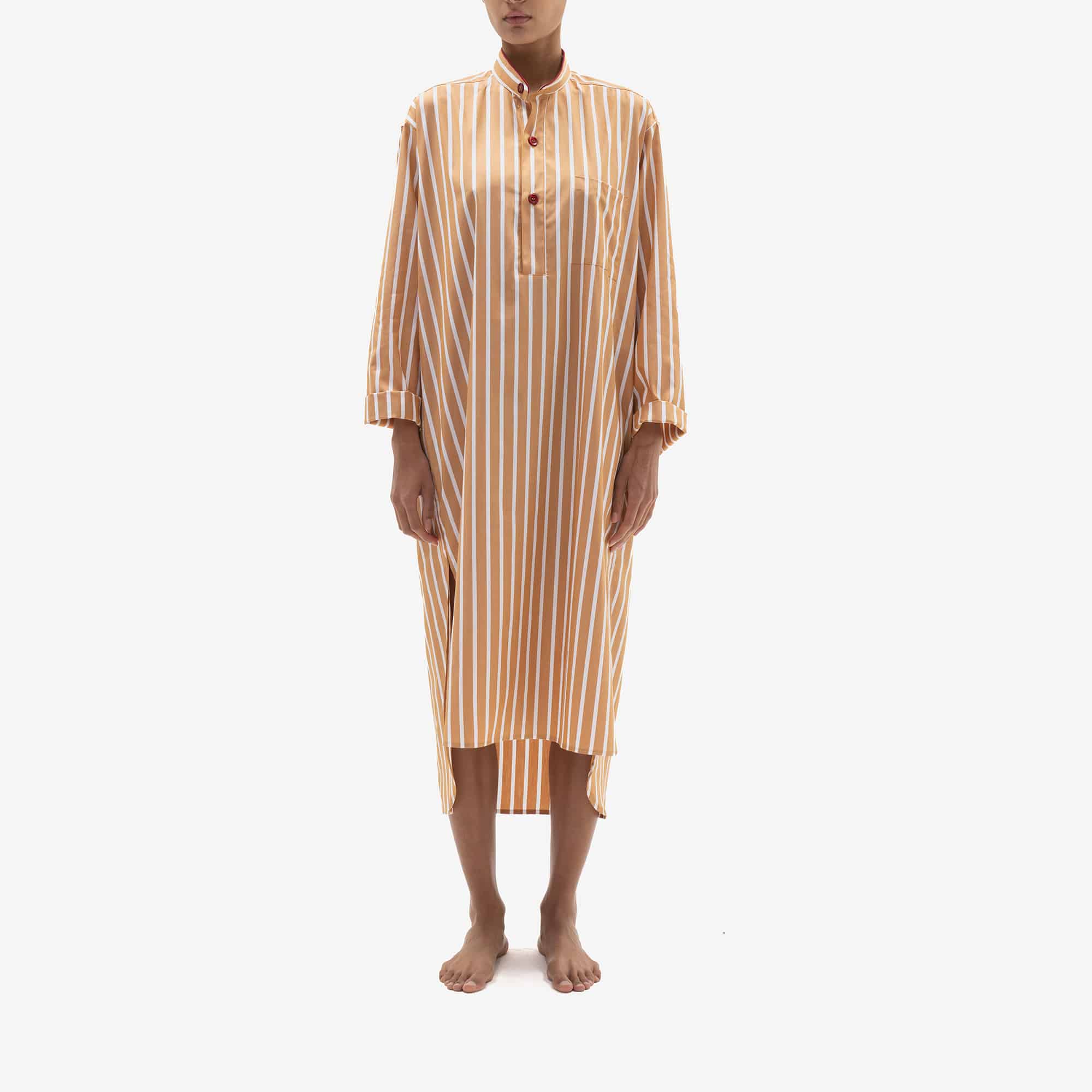 ISSIMO X Schostal Unisex Stripes Nightshirt - Tabac