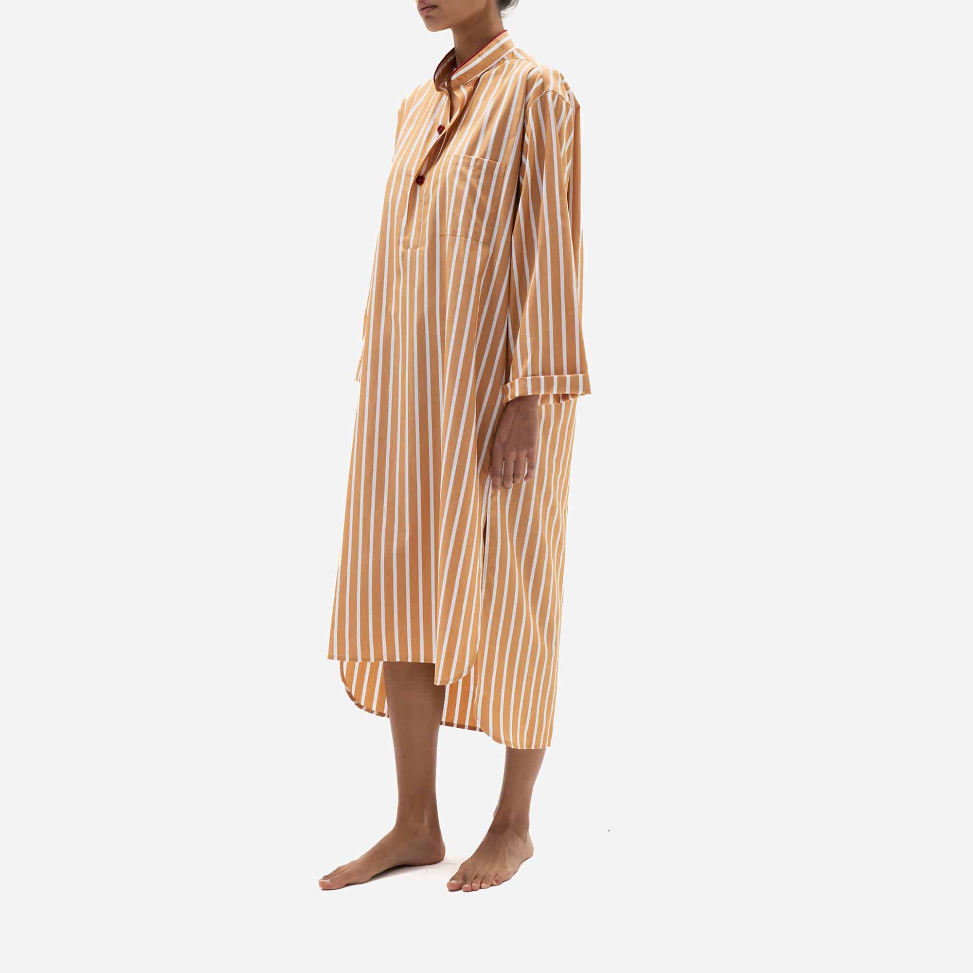 ISSIMO X Schostal Unisex Stripes Nightshirt - Tabac