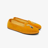 ISSIMO x Allagiulia Mustard Velvet Loafers with Pellican Embroidery