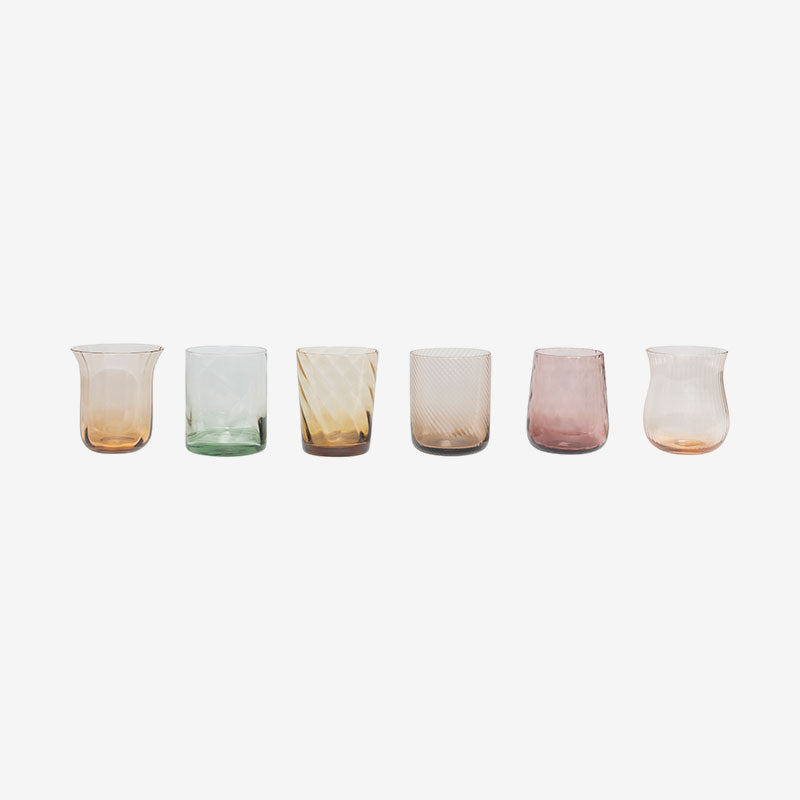 Bitossi Home Set of 6 Tumbler Assorted Shapes Texture Nuances Amber Pink