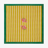 ISSIMO X Lisa Corti Bougainvillea Mustard Stripes Square Tablecloth