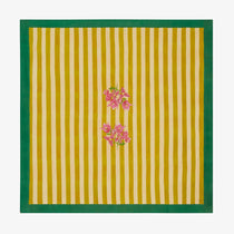ISSIMO X Lisa Corti Bougainvillea Mustard Stripes Square Tablecloth