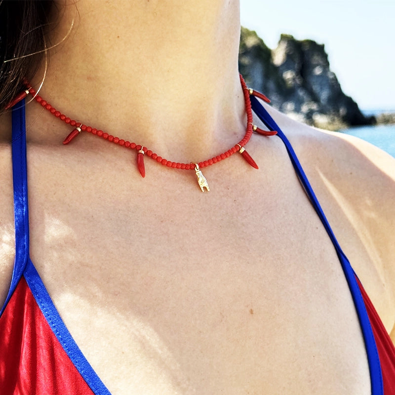 ISSIMO Coral and Gold Necklace