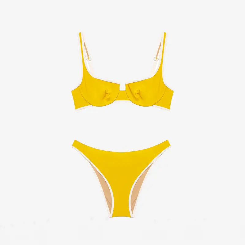 ISSIMO x Lido Cinquantasei Two Piece Swimsuit Yellow and White