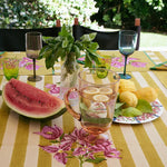 ISSIMO X Lisa Corti Bougainvillea Mustard Stripes Square Tablecloth