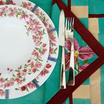 ISSIMO X Lisa Corti Bougainvillea White Veronese Stripes Napkin
