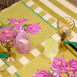 ISSIMO X Lisa Corti Bougainvillea Mustard Stripes Square Tablecloth