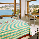 ISSIMO X Lisa Corti Bougainvillea White Veronese Stripes Quilt