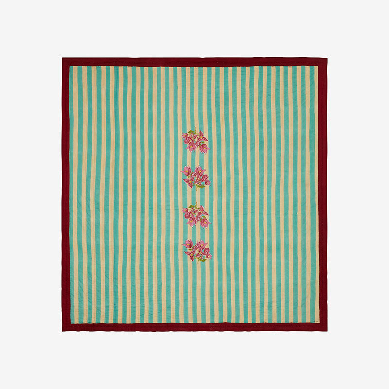 ISSIMO X Lisa Corti Bougainvillea White Veronese Stripes Quilt
