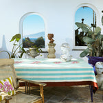 ISSIMO X Lisa Corti Bougainvillea White Veronese Stripes Table Cover