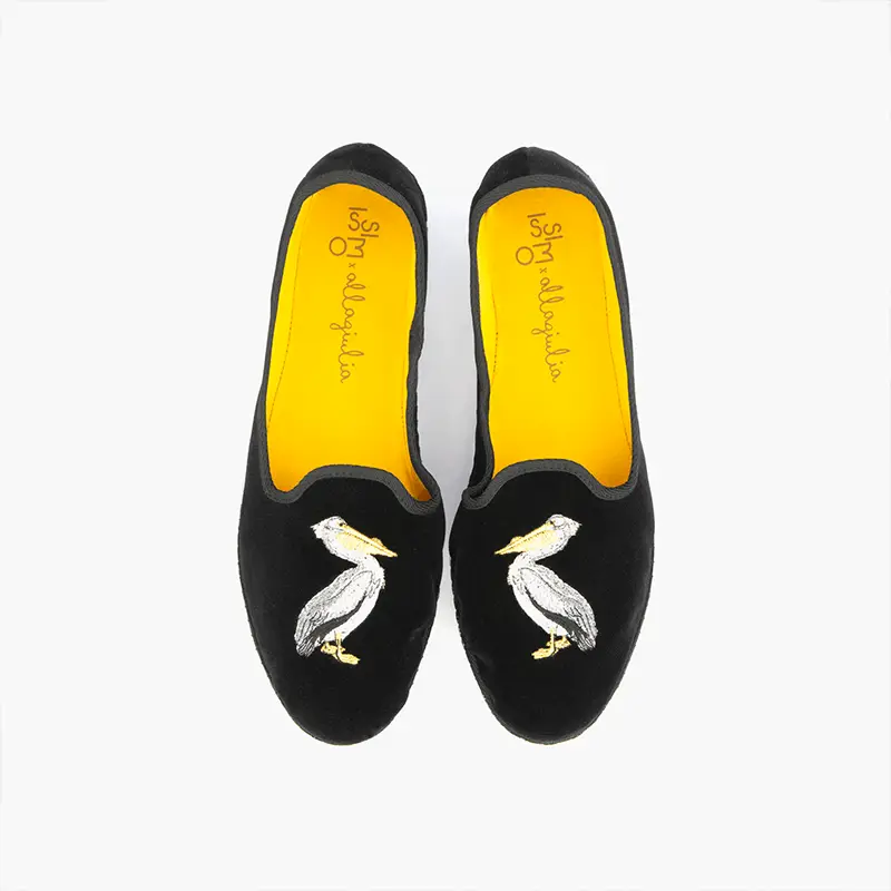 Yellow velvet store loafers