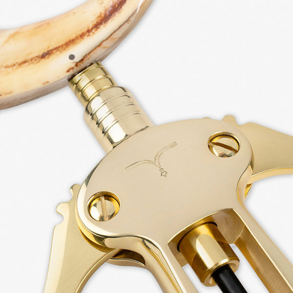 "The corkscrew “ Zibibbo” is made of the highest quality golden  brass and is equipped with a hand-finished warthog tusk handle. A luxury accessory thanks to the precious materials used that combine beauty and elegance to utility and functionality."