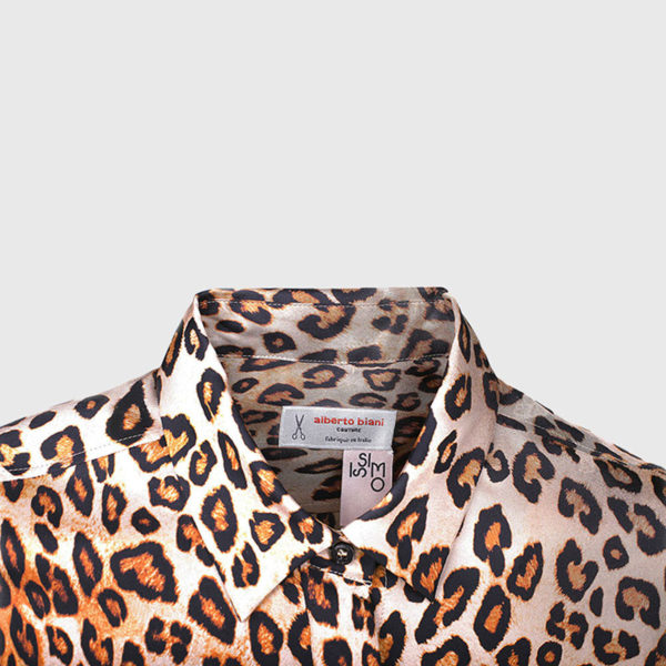 Issimo x Alberto Biani Leopard Silk Shirt - 100% silk - CHICISSIMO – Tops & T-shirts - details