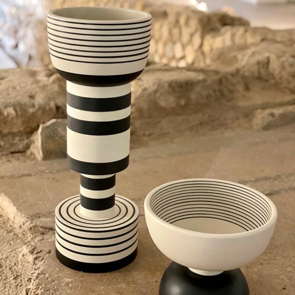 Bitossi Ceramiche Ettore Sottsass vase goblet black and white home decor ISSIMO