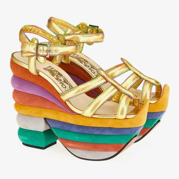 Ferragamo's Creations rainbow sandal 1938, multicolor fashion ISSIMO