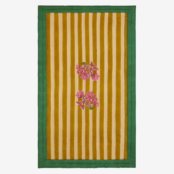 ISSIMO X Lisa Corti bougainvillea stripes junior quilt, mustard home decor