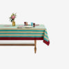 ISSIMO X Lisa Corti bougainvillea stripes tablecloth, detail white veronese home decor