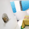 ISSIMO X Lisa Corti bougainvillea stripes tablecloth, mustard home decor