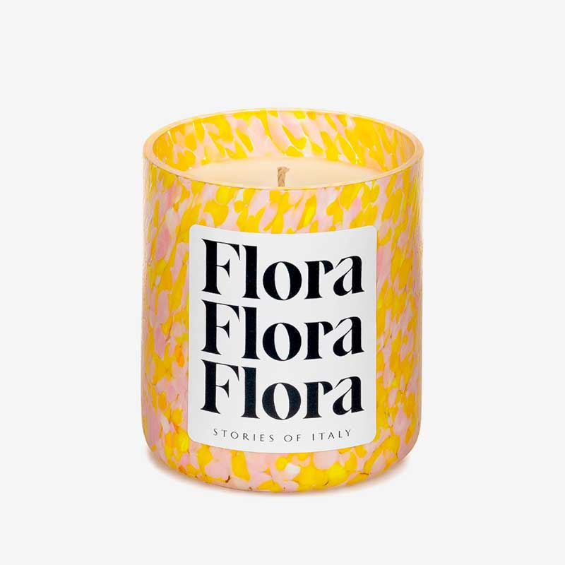 Stories of Italy flora candle pink and yellow, home decor ISSIMO