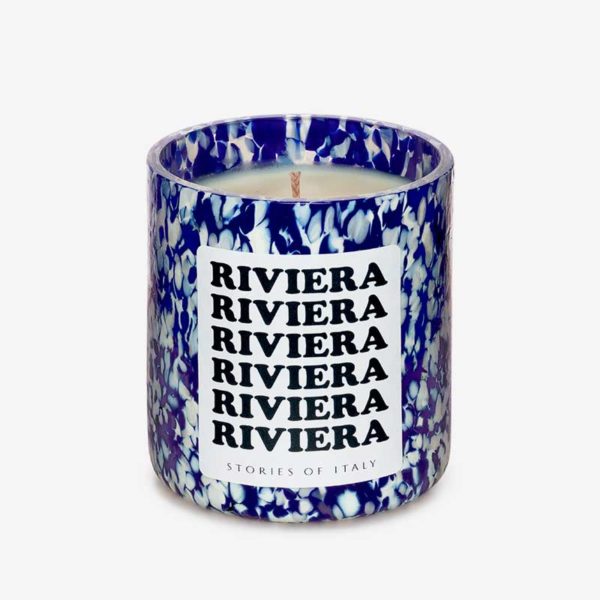 Stories of Italy riviera candle blue and white, home decor ISSIMO